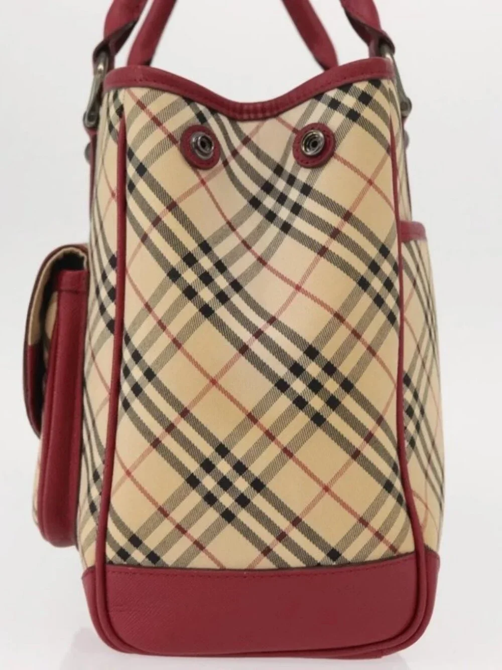 BURBERRY Nova Check Hand Bag Canvas Beige Auth - Picture 4 of 16